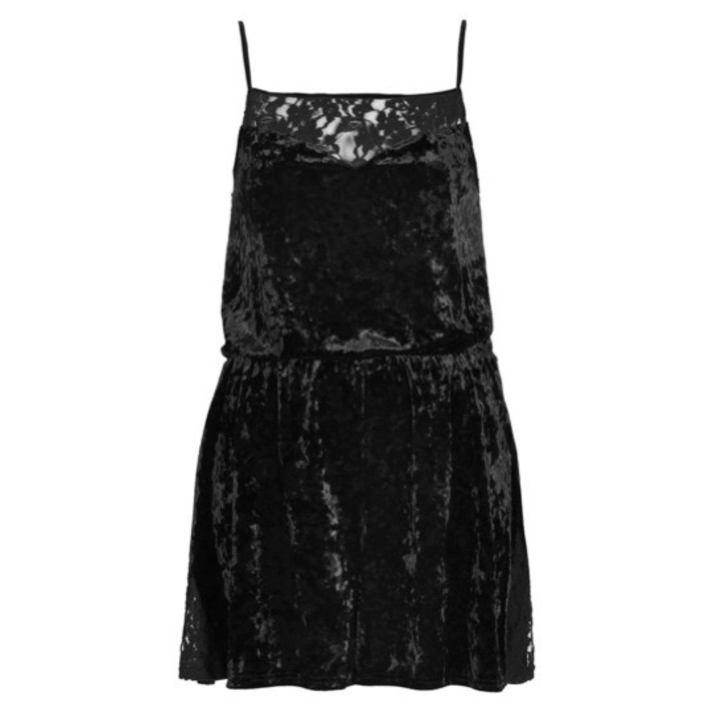 Topshop Lace Trim Velvet Romper
